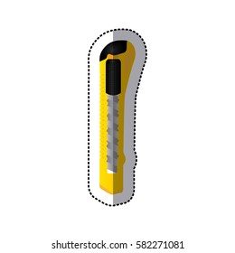 sticker big cutter icon tool with yellow body vector illustration