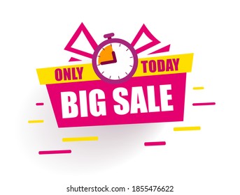 Sticker Big Sale! Red gift box says sale only today. Discount tags. Promotion Icon Offer. colorful sale banners. Vector banner in modern flat style on white.