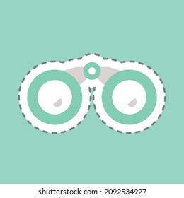 Sticker Binoculars - Line Cut - Simple illustration,Editable stroke,Design template vector, Good for prints, posters, advertisements, announcements, info graphics, etc.