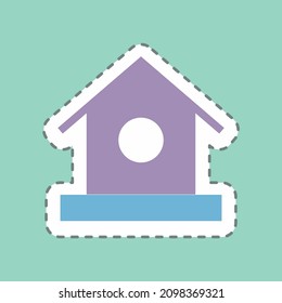 Sticker Bird Home - Line Cut - Simple illustration,Editable stroke,Design template vector, Good for prints, posters, advertisements, announcements, info graphics, etc.