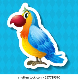 Sticker of a bird on a blue background