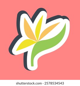 Sticker bird of paradise. Beautiful flowers elements.