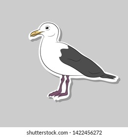 Sticker bird seagull. Vector illustration