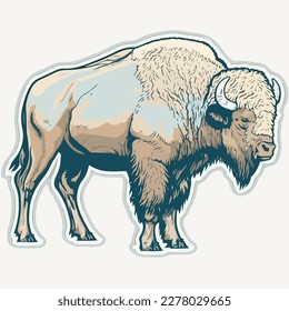 Borde blanco de Bison adhesivo. ilustración vectorial plana