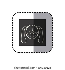 sticker of black background square with face of dog vector illustration