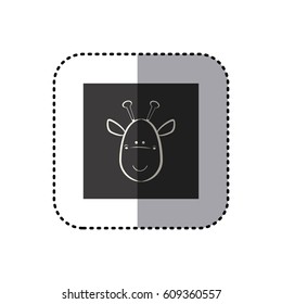 sticker of black background square with face of giraffe vector illustration