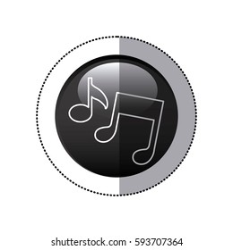 sticker black circular frame with musical notes vector illustration