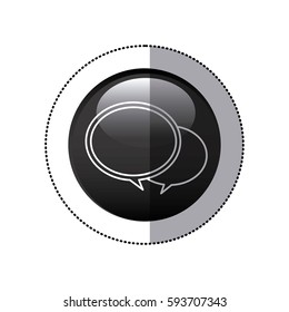 sticker black circular frame with speech bubbles vector illustration