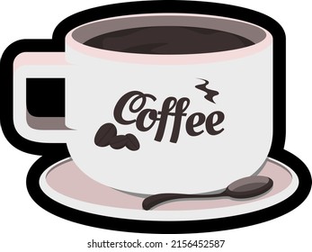 Sticker black coffee cup vector icon 