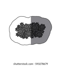 sticker black pattern with white contour floral design vector illustration