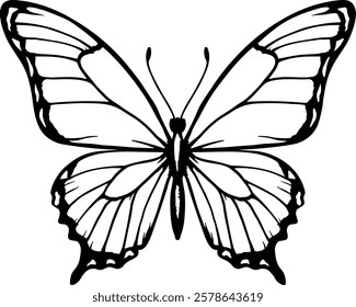 sticker black silhouette of a butterfly without background