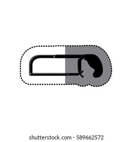 sticker black silhouette with hacksaw tool vector illustration