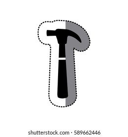 sticker black silhouette with hammer tool vector illustration