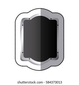 sticker black silhouette rounded rectangle elegant heraldic decorative frame relief vector illustration