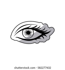 sticker black silhouette woman eye opened vector illustration