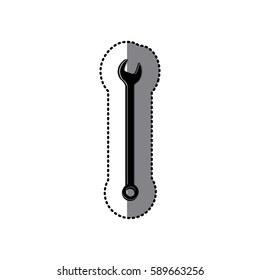 sticker black silhouette with wrench two-headed vector illustration