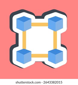 Sticker block chain. Crypto currency elements.