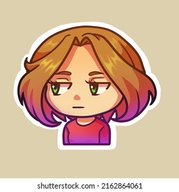 Sticker of a blonde girl poker face