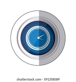 sticker blue circular button with silhouette watch time device vector illustration