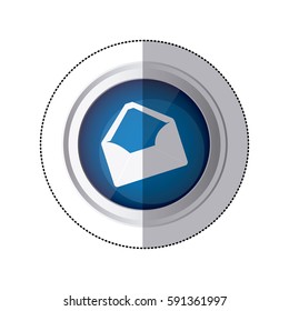 sticker blue circular button with silhouette envelopes opened vector illustration