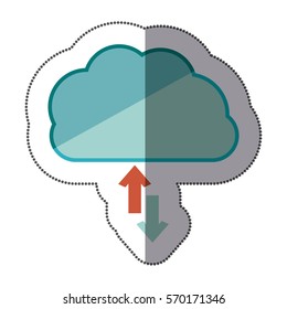 sticker blue cloud with arrows in opposite direction