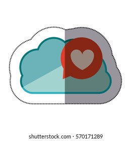 sticker blue cloud with heart dialogue