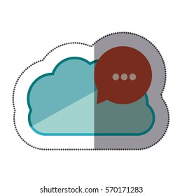 sticker blue cloud with red dialog with white suspending points