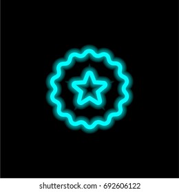 Sticker blue glowing neon ui ux icon. Glowing sign logo vector