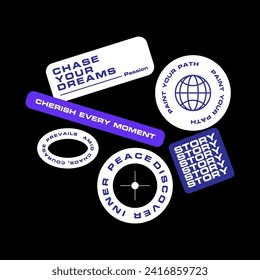 sticker blue minimalist template decorated and aesthetic quotes graphic design