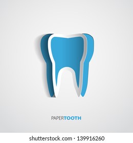 Sticker Blue paper Tooth On White Background - Vector Illustration