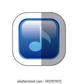 sticker blue square frame with musical note vector illustration