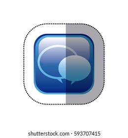 sticker blue square frame with speech bubbles vector illustration