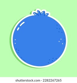 Sticker blueberry character. Vector hand drawn cartoon kawaii character illustration icon. Isolated on green background. Blueberry fruit sticker