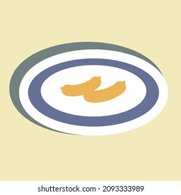 Sticker Boiled Sausages - Simple illustration,Editable stroke,Design template vector, Good for prints, posters, advertisements, announcements, info graphics, etc.