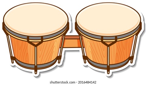 Sticker bongos drum musical instrument illustration