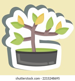 Sticker Bonsai. suitable for Garden symbol. simple design editable. design template vector. simple illustration