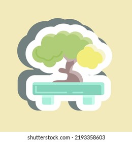 Sticker Bonsai. suitable for Japanese symbol. simple design editable. design template vector. simple illustration