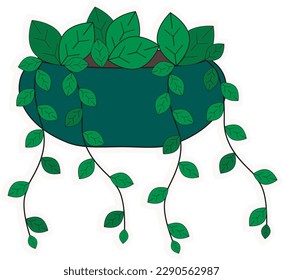 sticker. bookmark. indoor flower, ampelous. in a pot.
vector