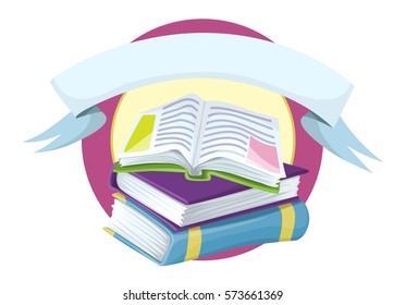 Sticker with books and blank space for text