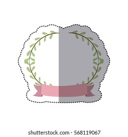 sticker border with leaves and label
