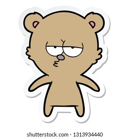 sticker of a bored bear cartoon