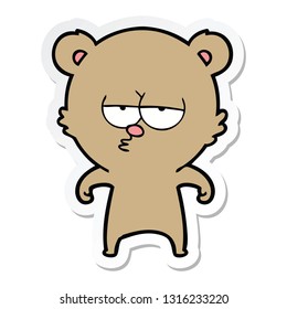 sticker of a bored bear cartoon