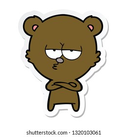 sticker of a bored bear cartoon