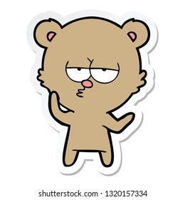 pegatina de una caricatura de oso aburrido
