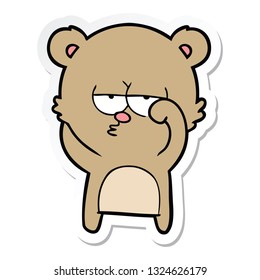 pegatina de una caricatura de oso aburrido