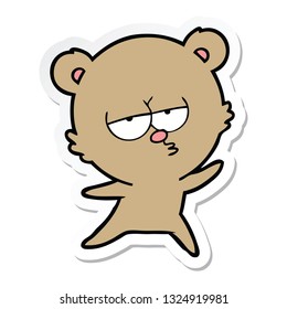 sticker of a bored bear cartoon