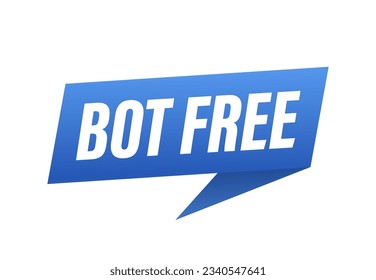 Sticker bot free. Bot Free text message. Round banner. Software Banner, Website. Blue sticker isolated on white background. Vector illustration