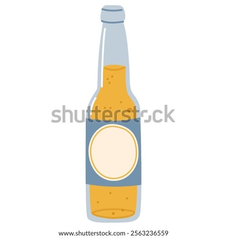 Sticker bottle of beer isolated on transparent background. Lager beer glass bottle icon drawing mockup. Vector illustration EPS10