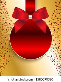 Sticker with bows empty gold, red