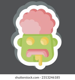 Sticker Brain. related to Halloween symbol. simple design editable. simple illustration